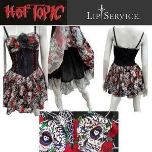 NWT Lip Service/Hot Topic Sm Day Of The Dead Skull Dress